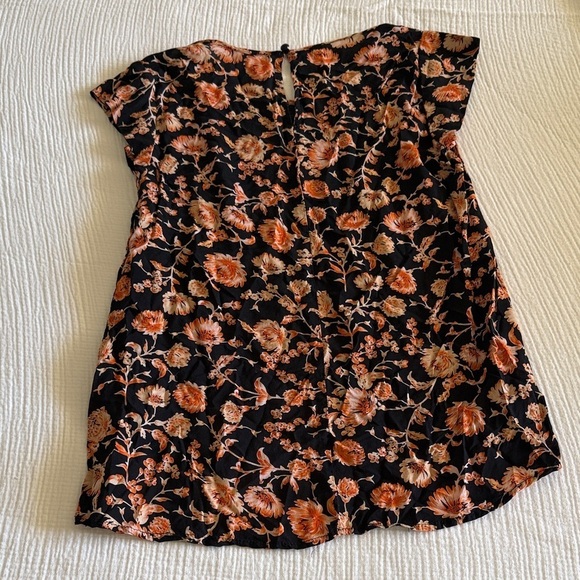 Christian Siriano Floral Blouse in Black and Orange / XS - Picture 8 of 12